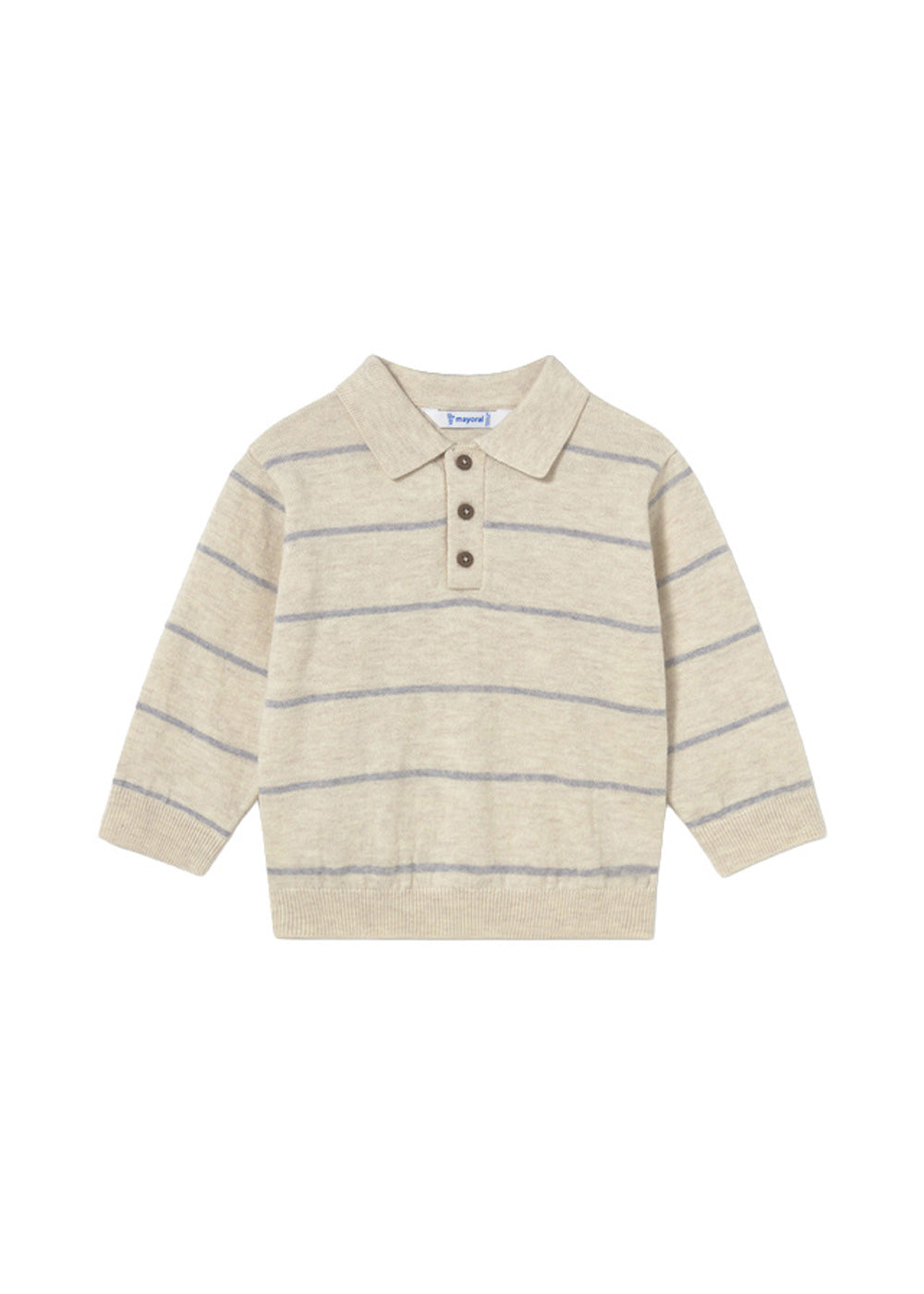 Pullover da bambino Mayoral 2104 beige a righe - vista frontale