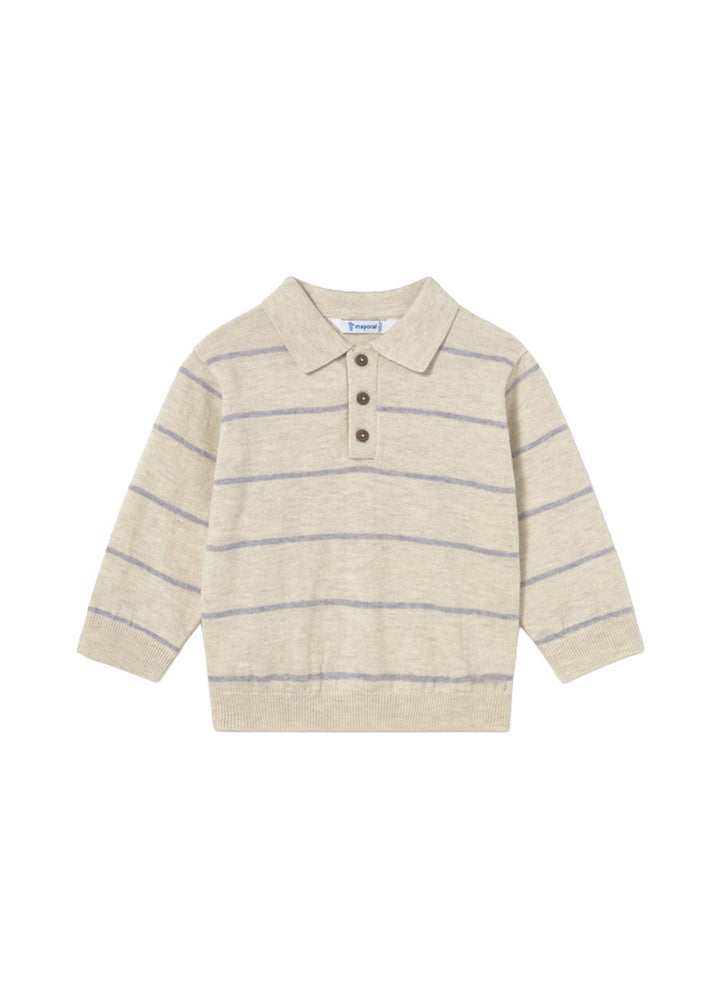 Pullover da bambino Mayoral 2104 beige a righe - vista frontale