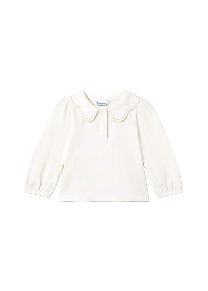 Polo da bambina Mayoral 2114 ecrù - vista frontale