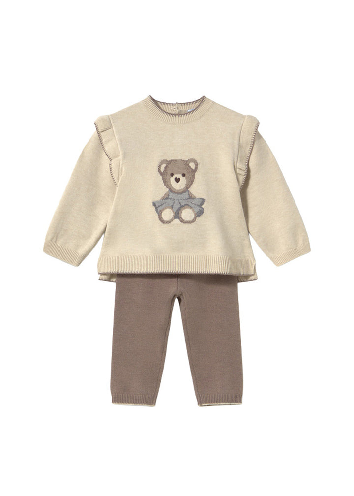Completo da bambina Mayoral 2557 beige e marrone - vista frontale