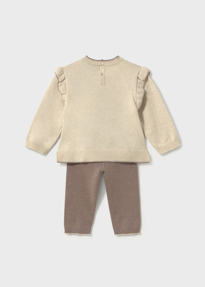 Completo da bambina Mayoral 2557 beige e marrone - dettaglio 1