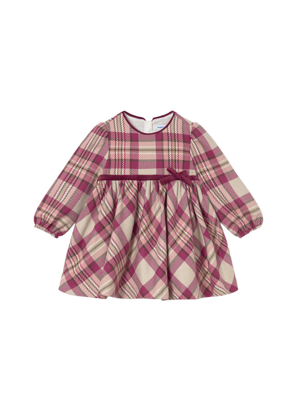 Abito da bambina Mayoral 2944 rosa a quadri - vista frontale