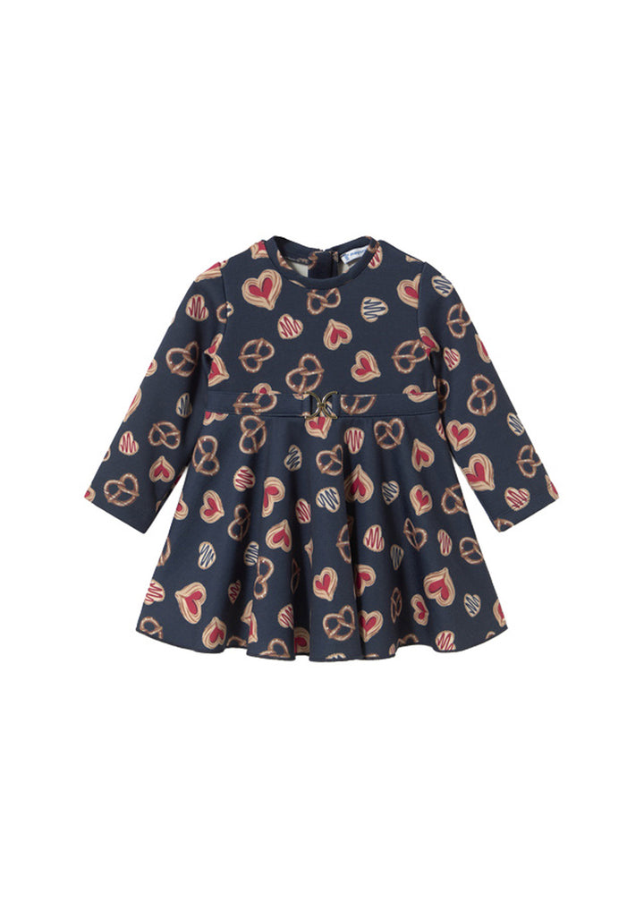 Abito da bambina Mayoral 2947 blu navy con cuori - vista frontale