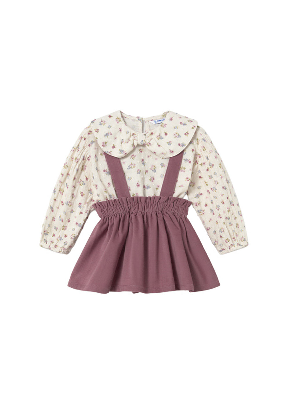 Completo da bambina Mayoral 2950 floreale e malva - vista frontale