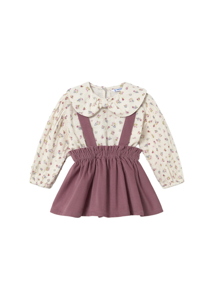 Completo da bambina Mayoral 2950 floreale e malva - vista frontale