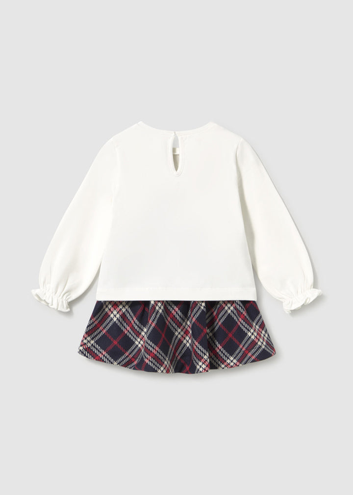 Completo da bambina Mayoral 2953 bianco e tartan - dettaglio 1