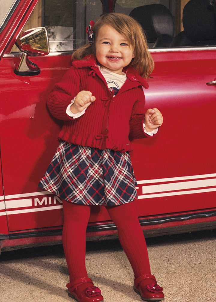 Completo da bambina Mayoral 2953 bianco e tartan - dettaglio 3