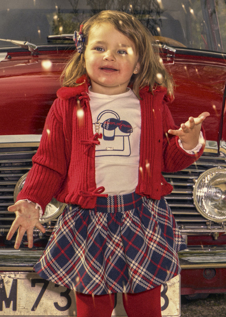 Completo da bambina Mayoral 2953 bianco e tartan - dettaglio 4
