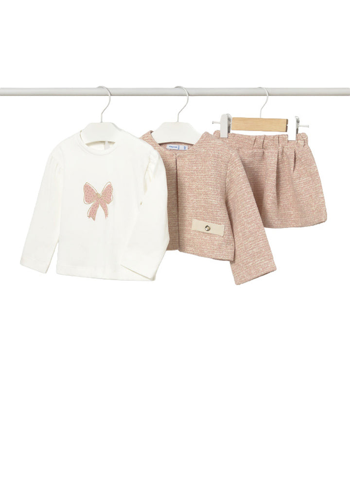 Completo da bambina Mayoral 2954 panna e beige - vista frontale