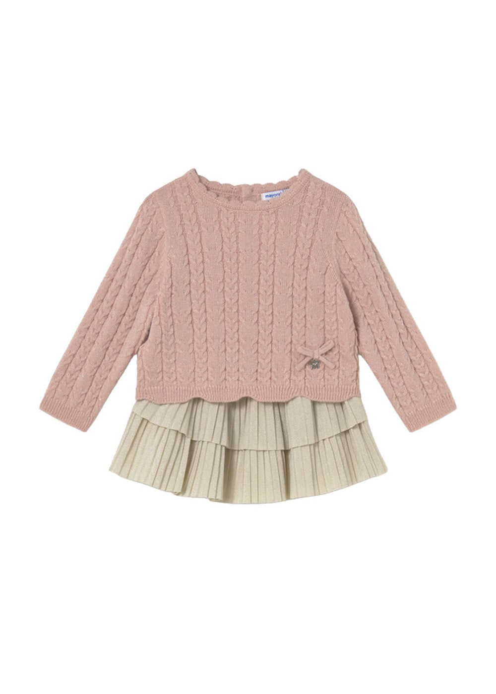 Completo da bambina Mayoral 2955 rosa e verde salvia - vista frontale
