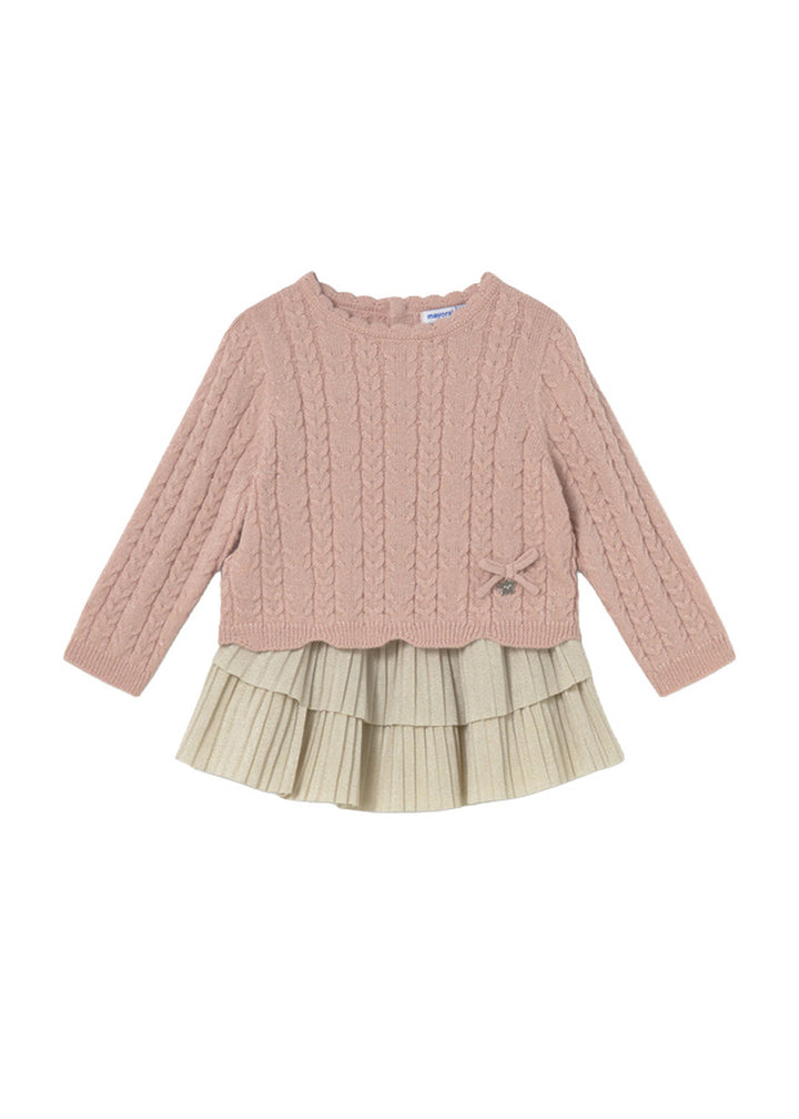 Completo da bambina Mayoral 2955 rosa e verde salvia - vista frontale