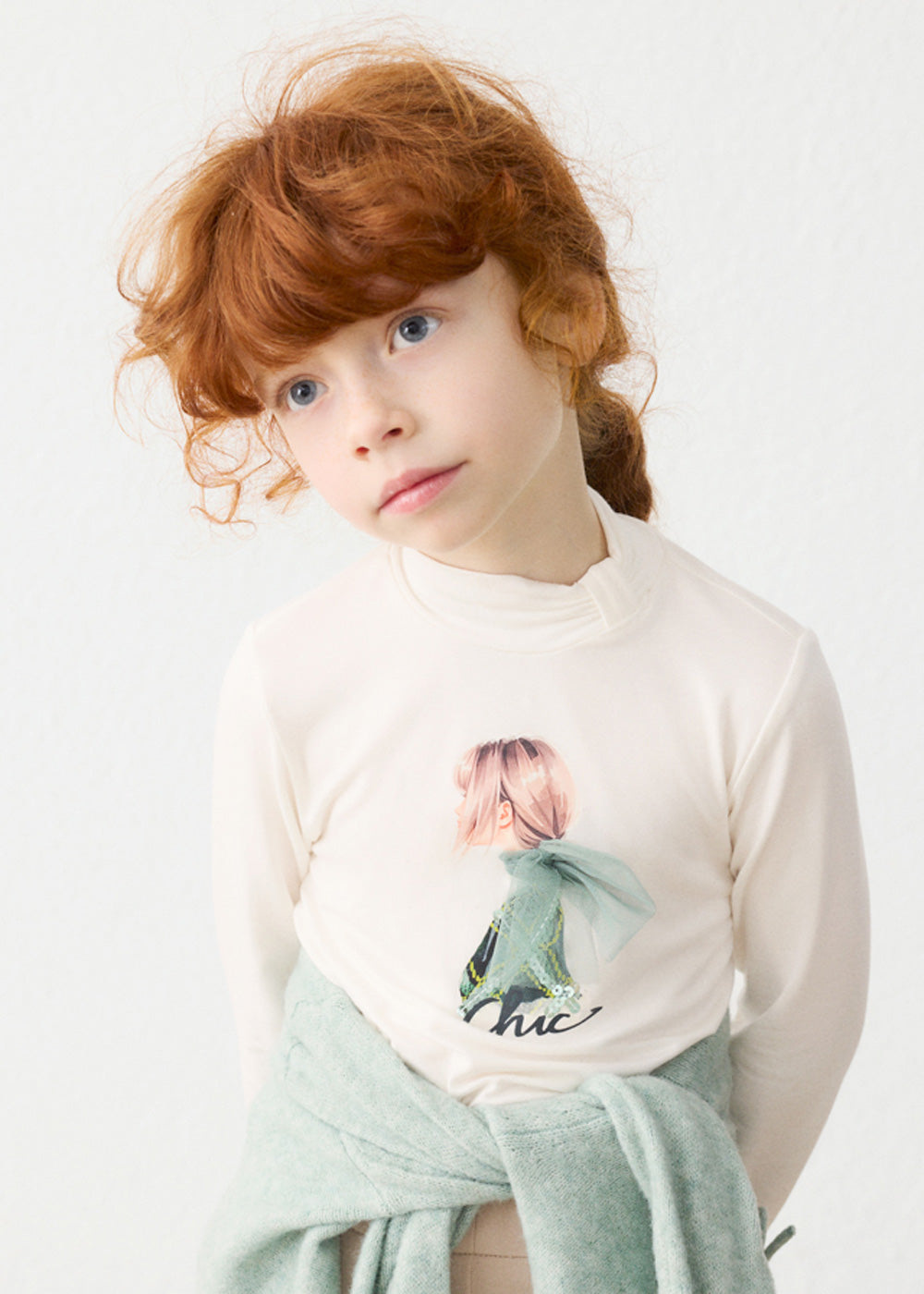 Lupetto da bambina Mayoral 4001 bianca con fiore - dettaglio 3