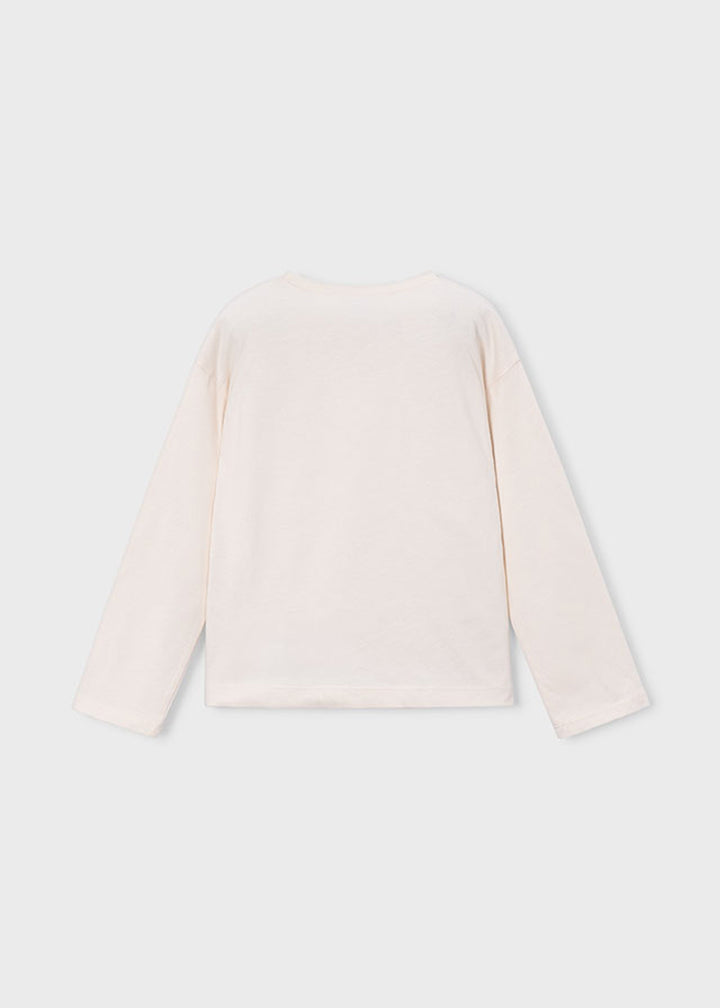 T-shirt da bambina Mayoral 4003 panna con stampa - dettaglio 1