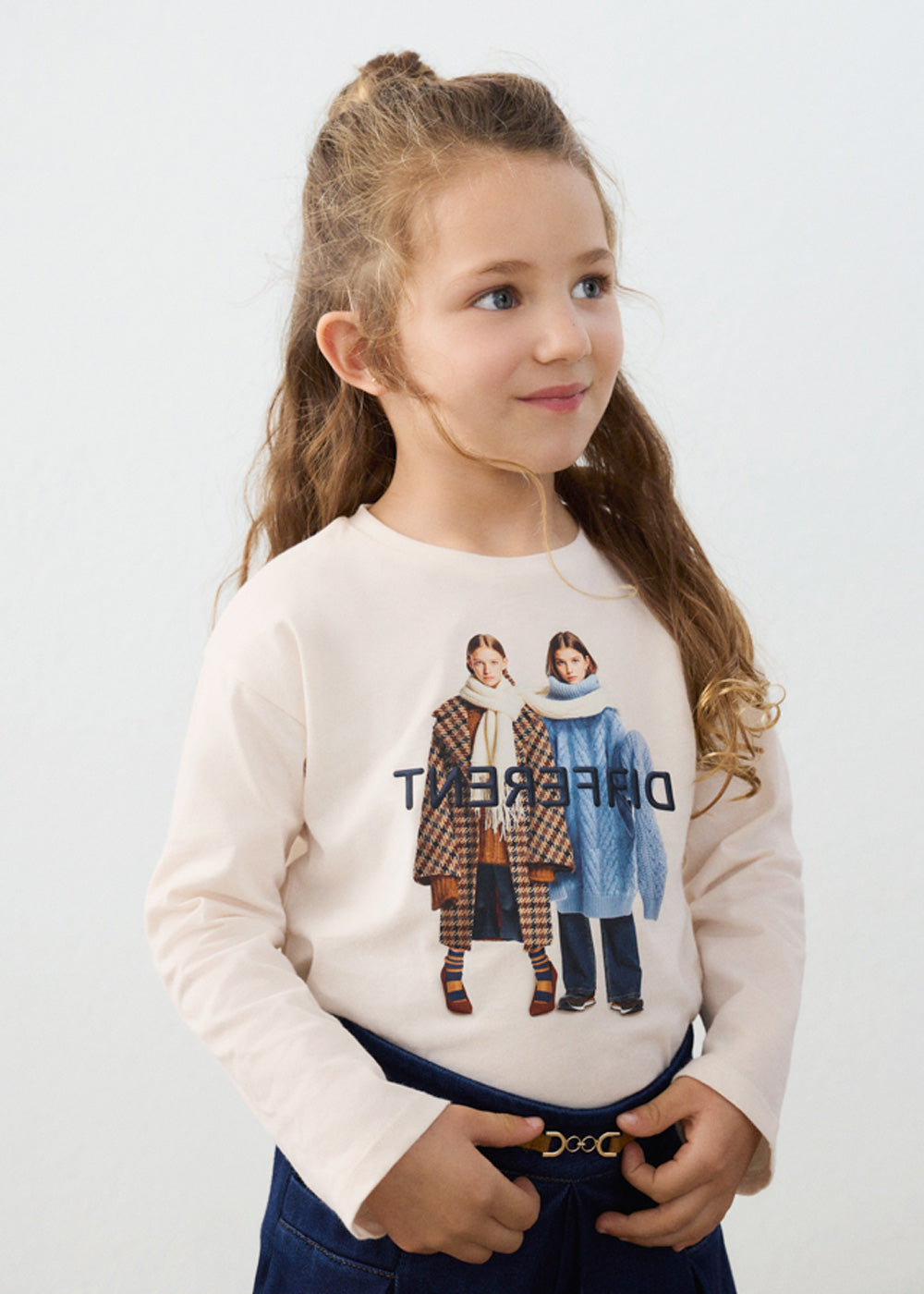 T-shirt da bambina Mayoral 4003 panna con stampa - dettaglio 3