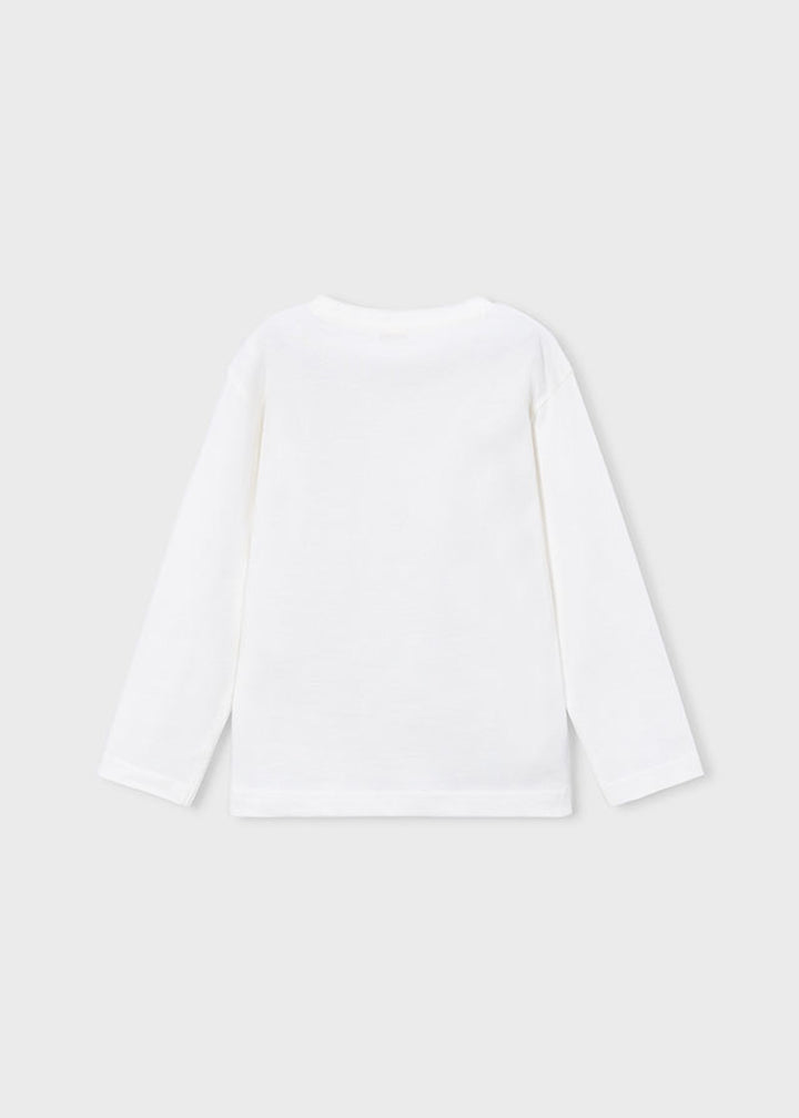 T-shirt da bambino Mayoral 4022 bianca con stampa cagnolino - dettaglio 1
