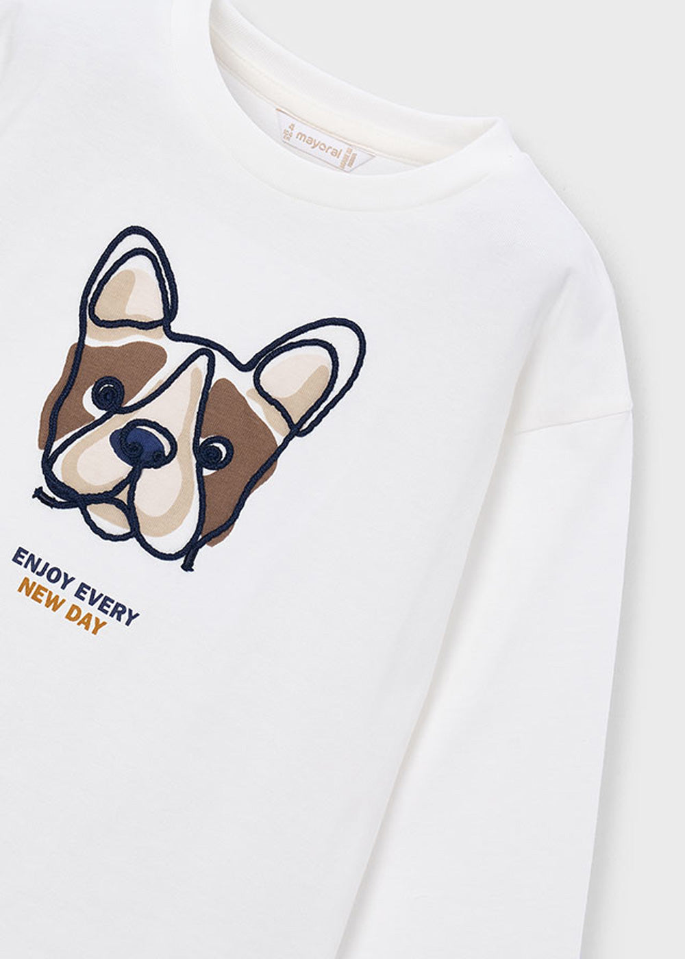 T-shirt da bambino Mayoral 4022 bianca con stampa cagnolino - dettaglio 2