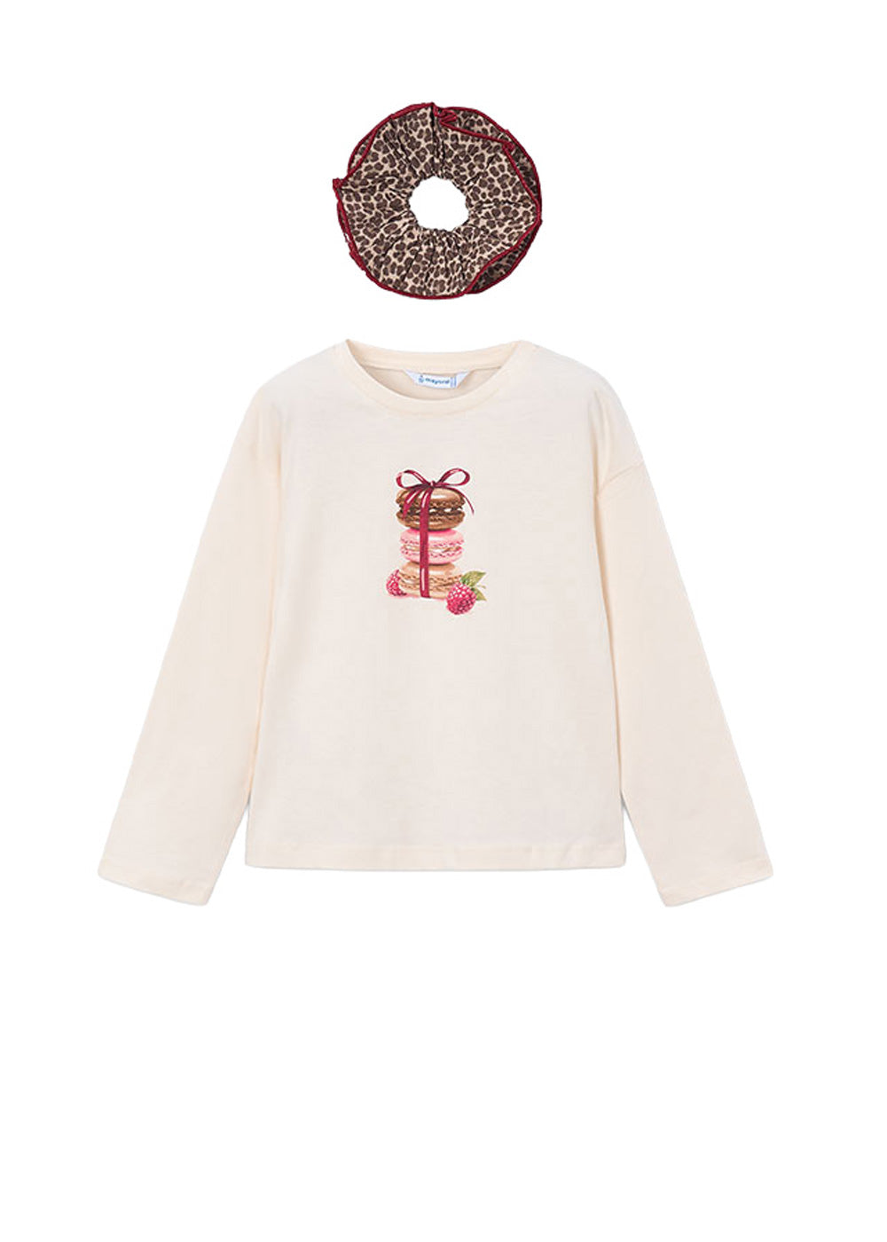 T-shirt da bambina Mayoral 4028 rosa con stampa - vista frontale