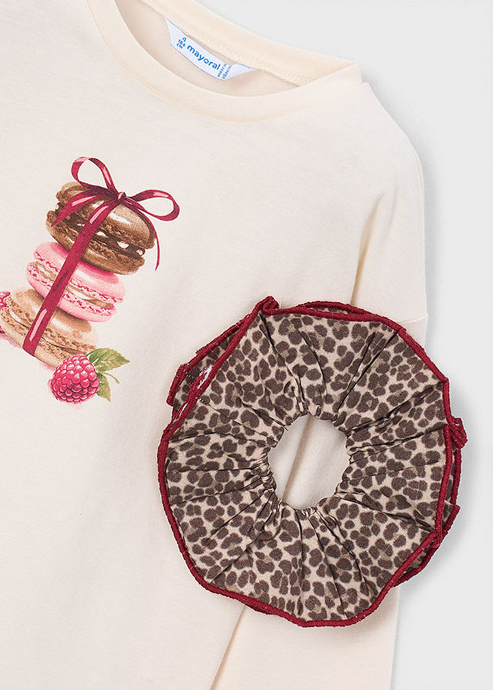 T-shirt da bambina Mayoral 4028 rosa con stampa - dettaglio 2