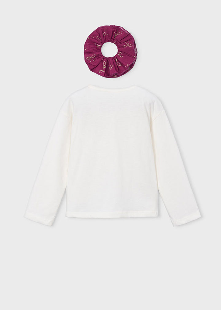 T-shirt da bambina Mayoral 4028 bianca con stampa bambina - dettaglio 1