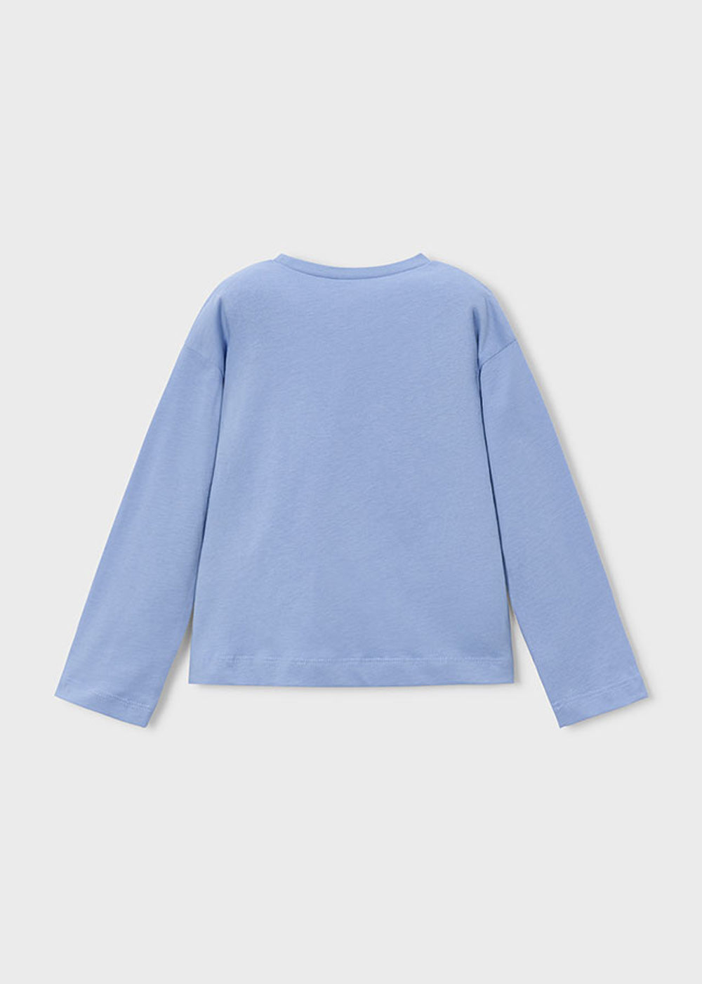 T-shirt da bambina Mayoral 4029 azzurra con fiore - dettaglio 1