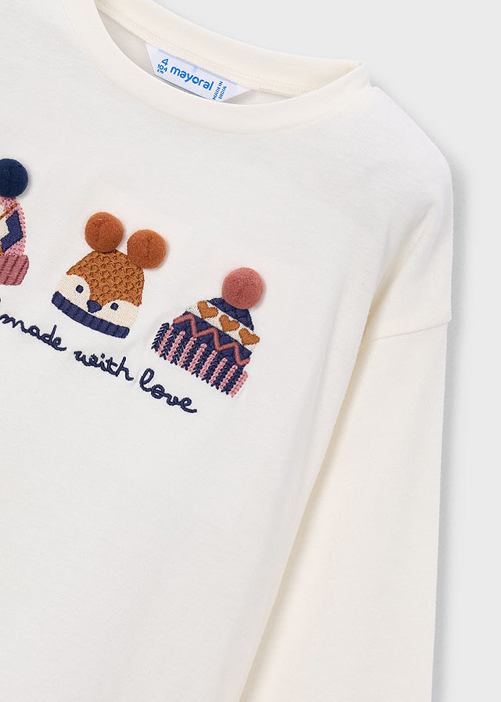 T-shirt da bambina Mayoral 4030 panna con stampa cagnolini - dettaglio 2