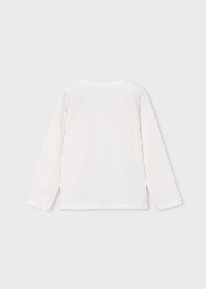 T-shirt da bambina Mayoral 4031 bianca con cuore - dettaglio 1