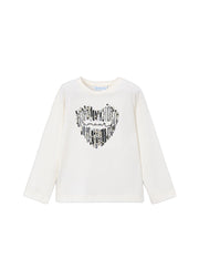 T-shirt da bambina Mayoral 4031 bianca con cuore nero