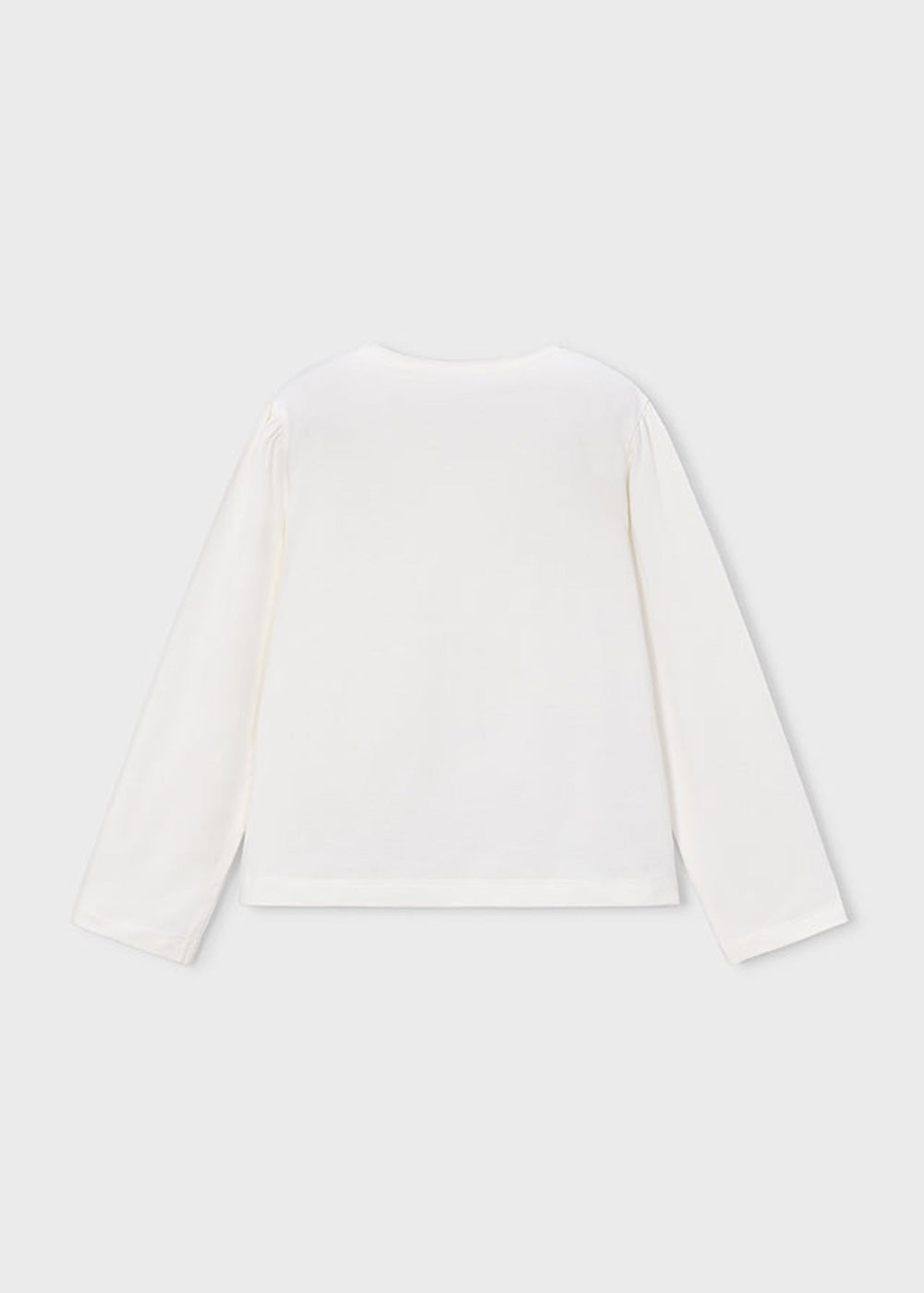 T-shirt da bambina Mayoral 4033 bianca con stampa bambine - dettaglio 1