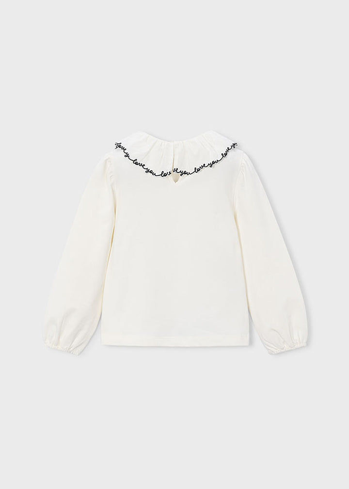 Blusa da bambina Mayoral 4149 bianca con profili neri - dettaglio 1