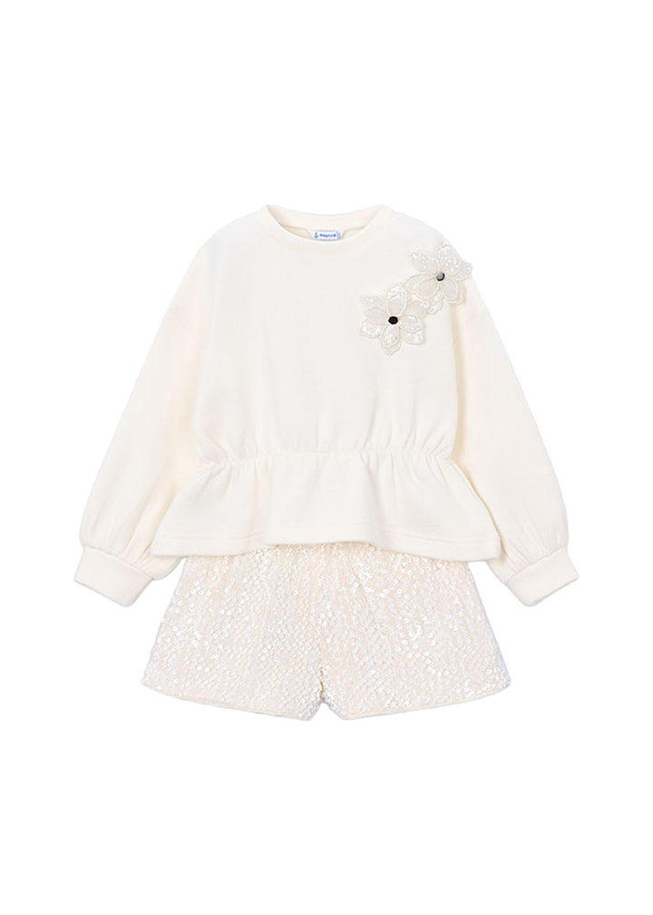 Completo da bambina Mayoral 4231 panna - vista frontale