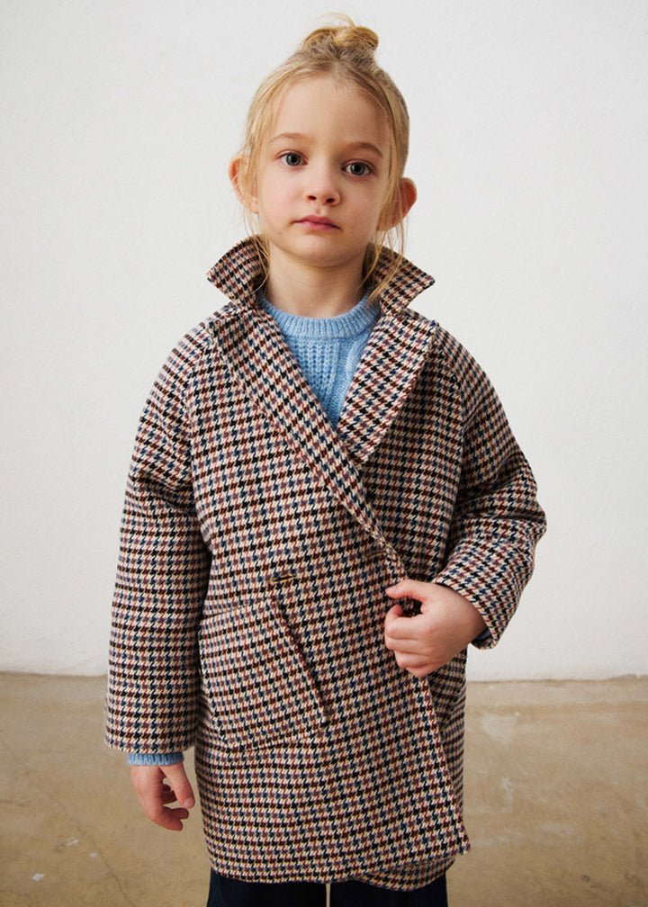 Cappotto da bambina Mayoral 4414 marrone a quadri - dettaglio 4