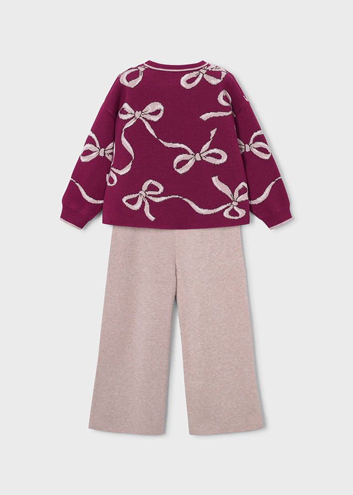 Completo da bambina Mayoral 4527 bordeaux e beige - dettaglio 1