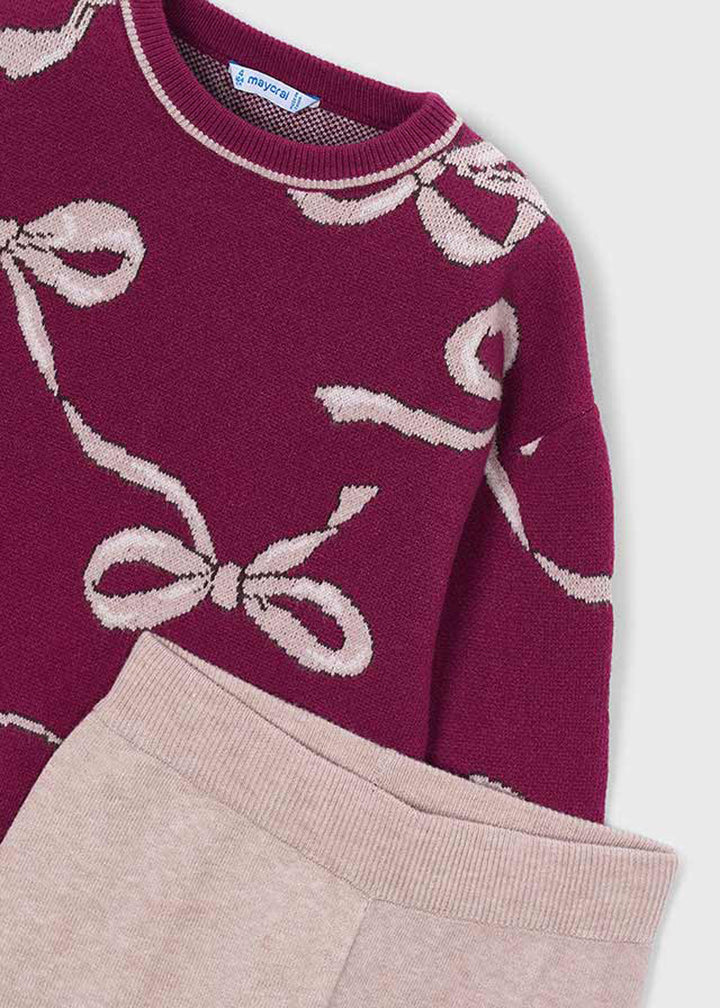 Completo da bambina Mayoral 4527 bordeaux e beige - dettaglio 2