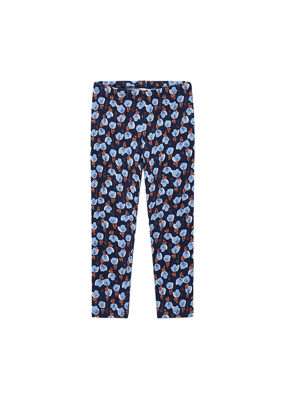 Leggings da bambina Mayoral 4701 blu a fiori - vista frontale