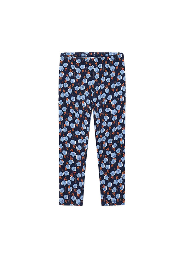 Leggings da bambina Mayoral 4701 blu a fiori - vista frontale