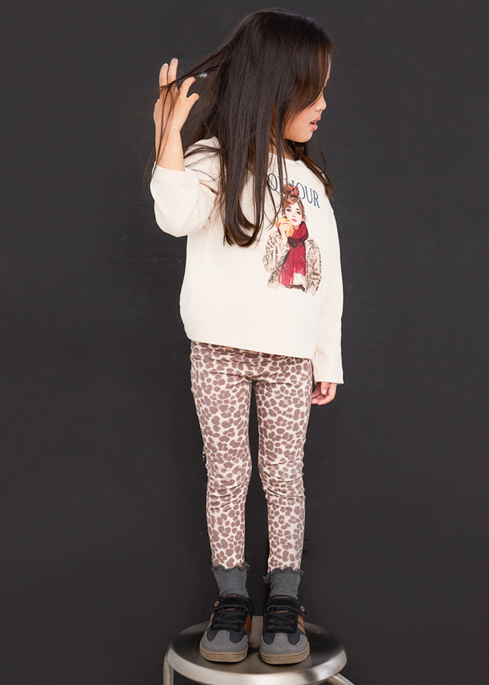 Completo da bambina Mayoral 4734 panna animalier - dettaglio 4