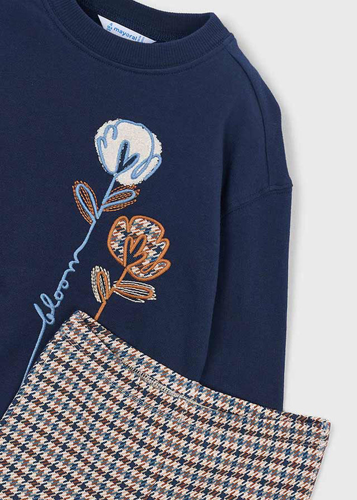 Completo da bambina Mayoral 4738 blu navy a quadri - dettaglio 2