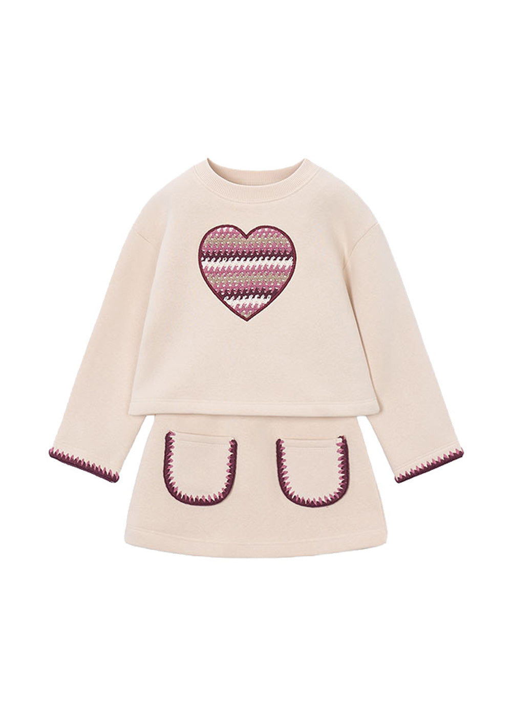 Completo da bambina Mayoral 4932 panna e rosa - vista frontale