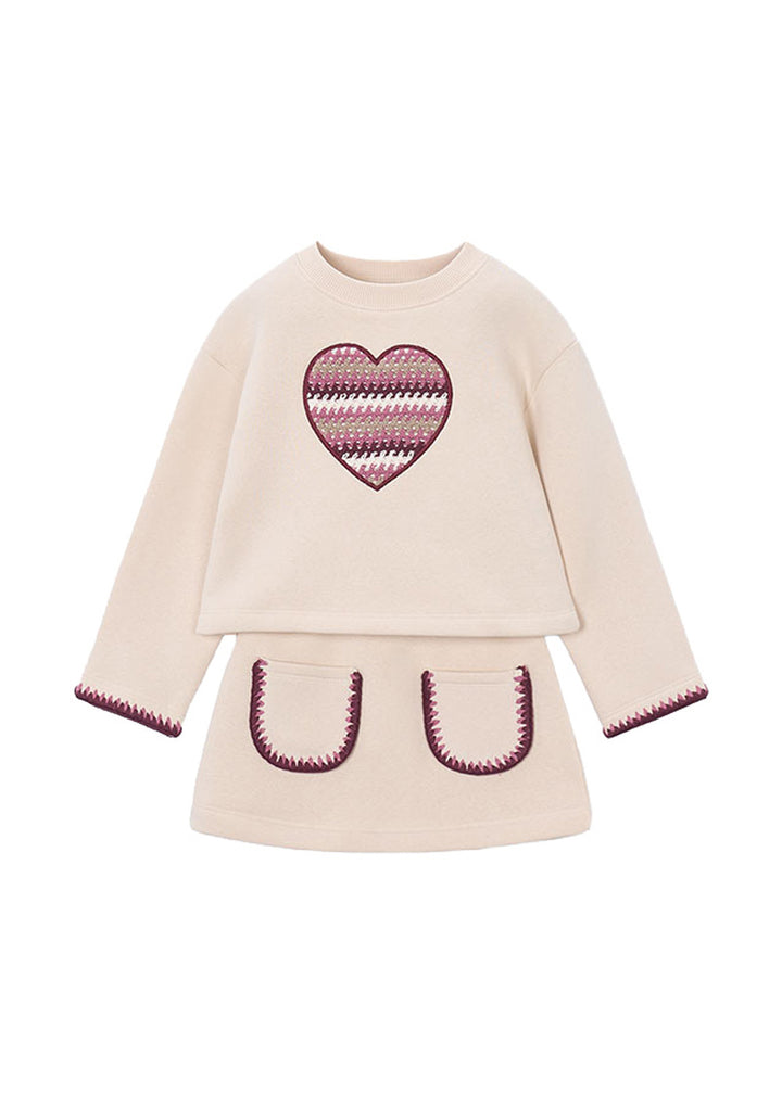 Completo da bambina Mayoral 4932 panna e rosa - vista frontale