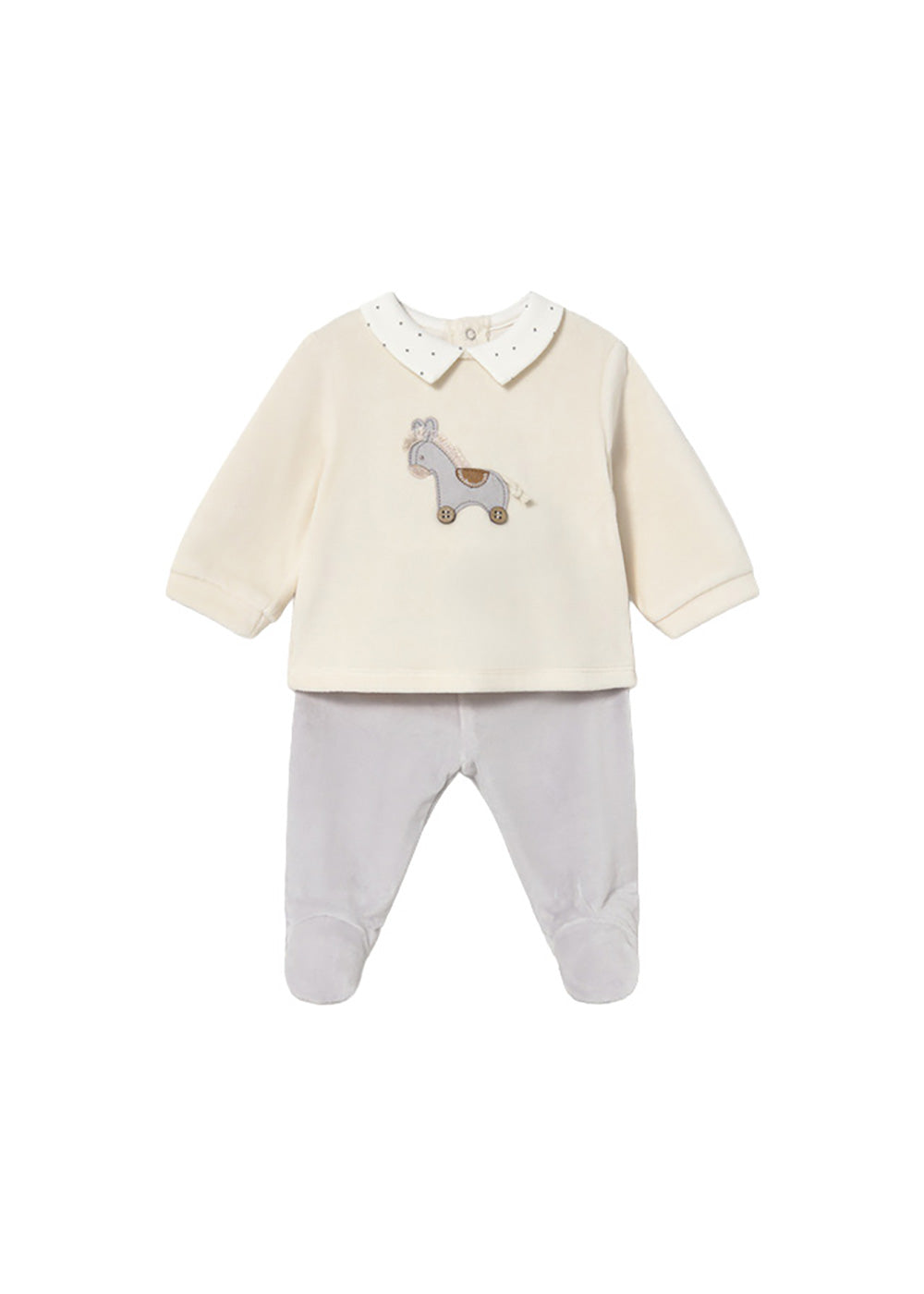 Completo neonato panna e grigio Mayoral modello 2518