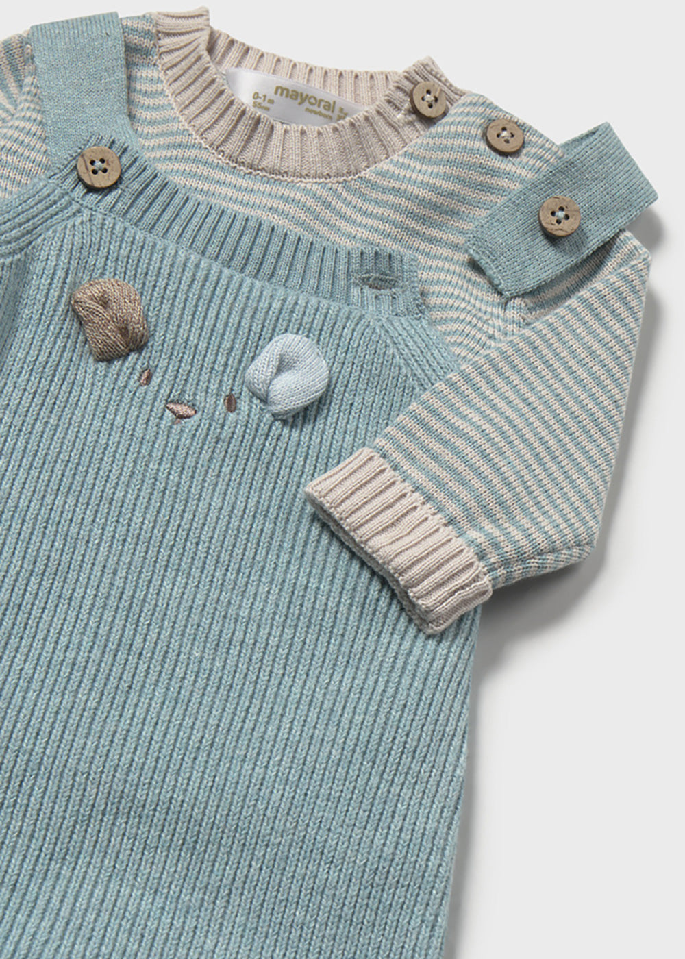 Salopette neonato verde acqua Mayoral dettaglio del capo