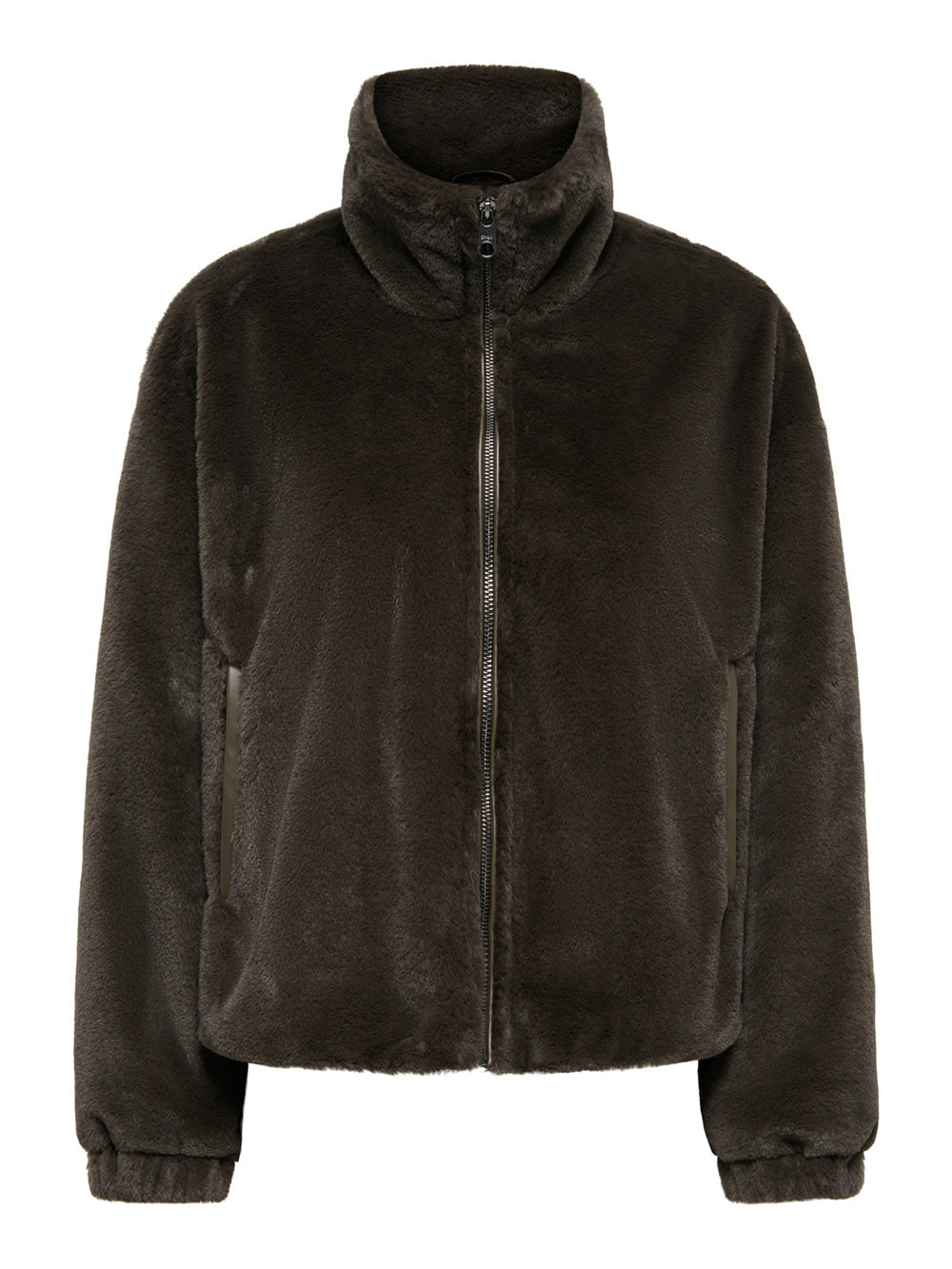 Giubbotto marrone effetto pelliccia ONLY donna vista frontale