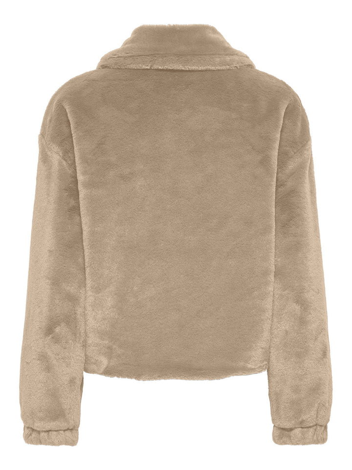 Giubbotto beige effetto pelliccia ONLY donna vista posteriore