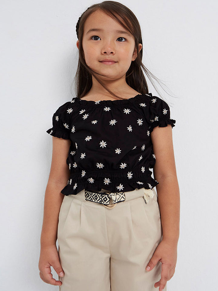 Black girl's blouse with embroidery