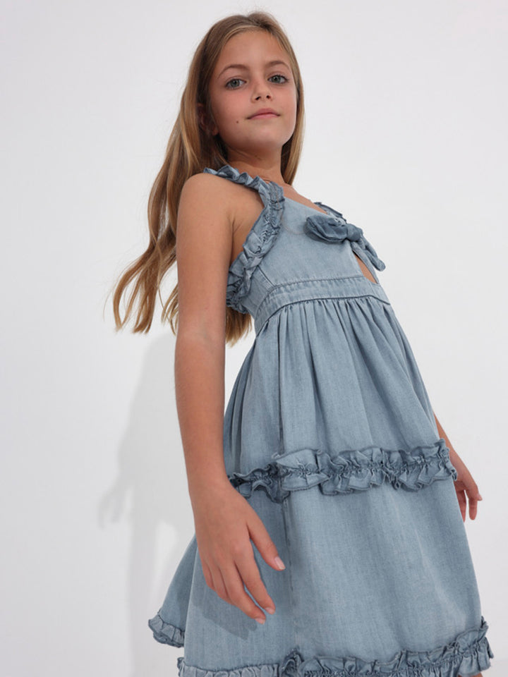 Girls' dress in blue denim