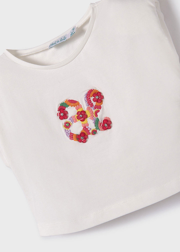 T-shirt ABEL E LULA da BAMBINA - Ecrù