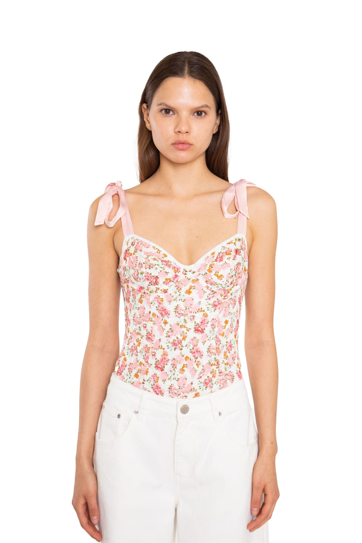 Body GLAMOROUS da DONNA - PINK MULTI FLORAL LACE
