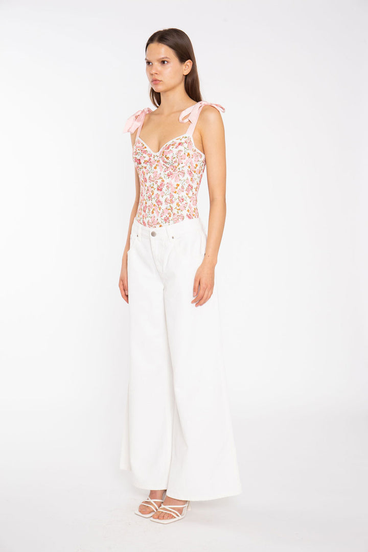 Body GLAMOROUS da DONNA - PINK MULTI FLORAL LACE