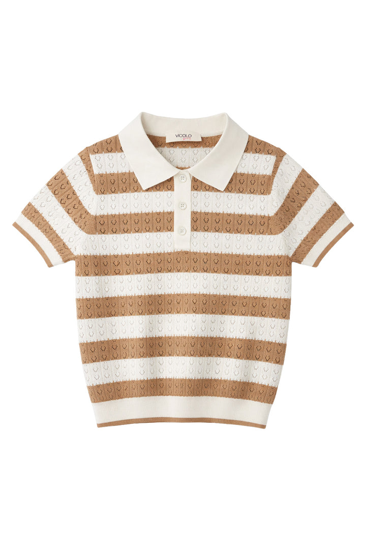 VICOLO Maglia VICOLO da BAMBINA - OFF-WHITE/CAMEL